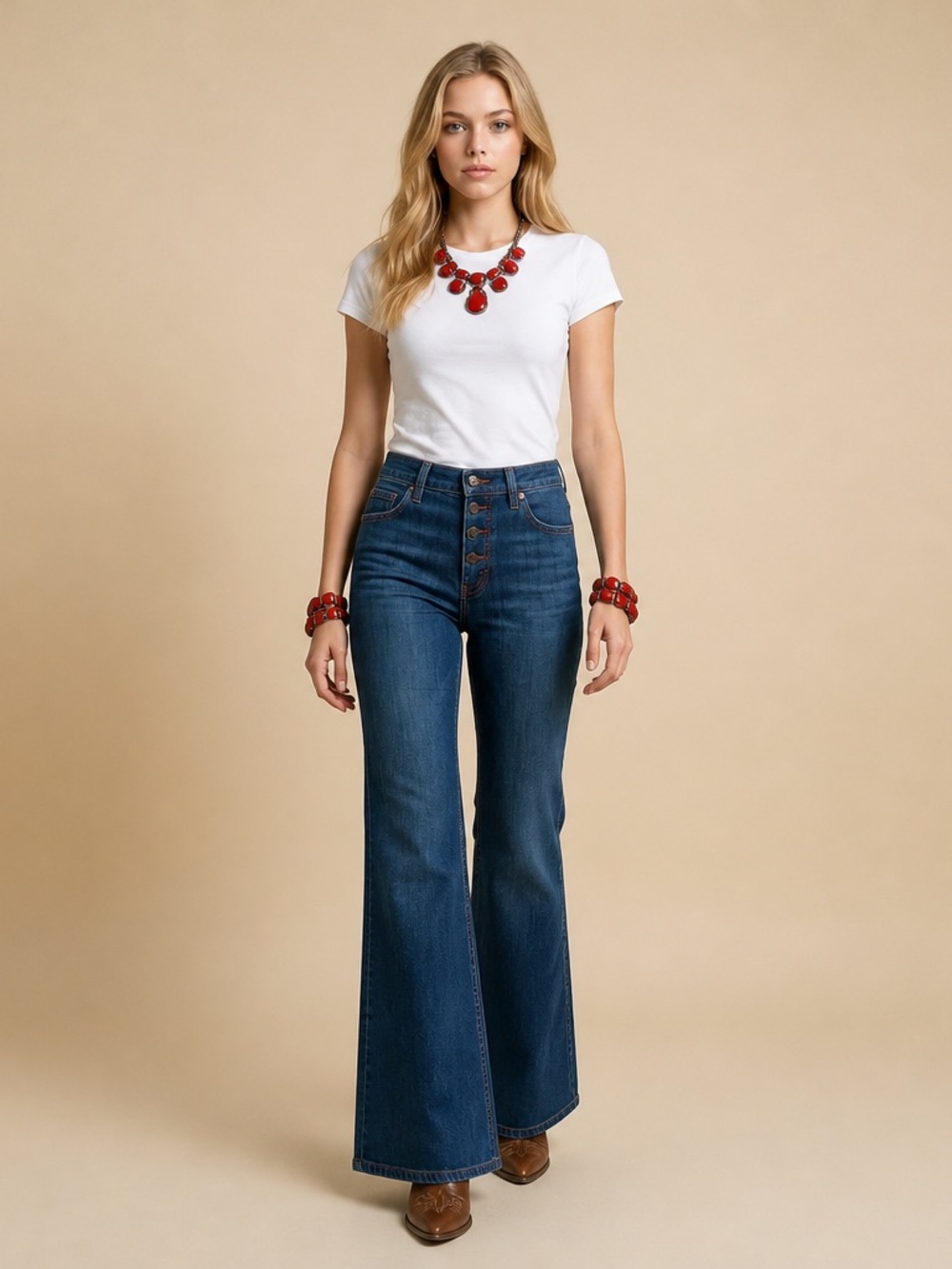 Free People Button-Front Flare Jeans
